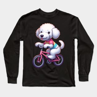 Cute Bedlington Terrier Puppy Cycling Long Sleeve T-Shirt